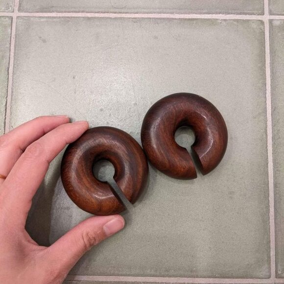Ear Weights in Wood For Stretched Lobes - 30 mm or 1 1/4" - Picture 1 of 1